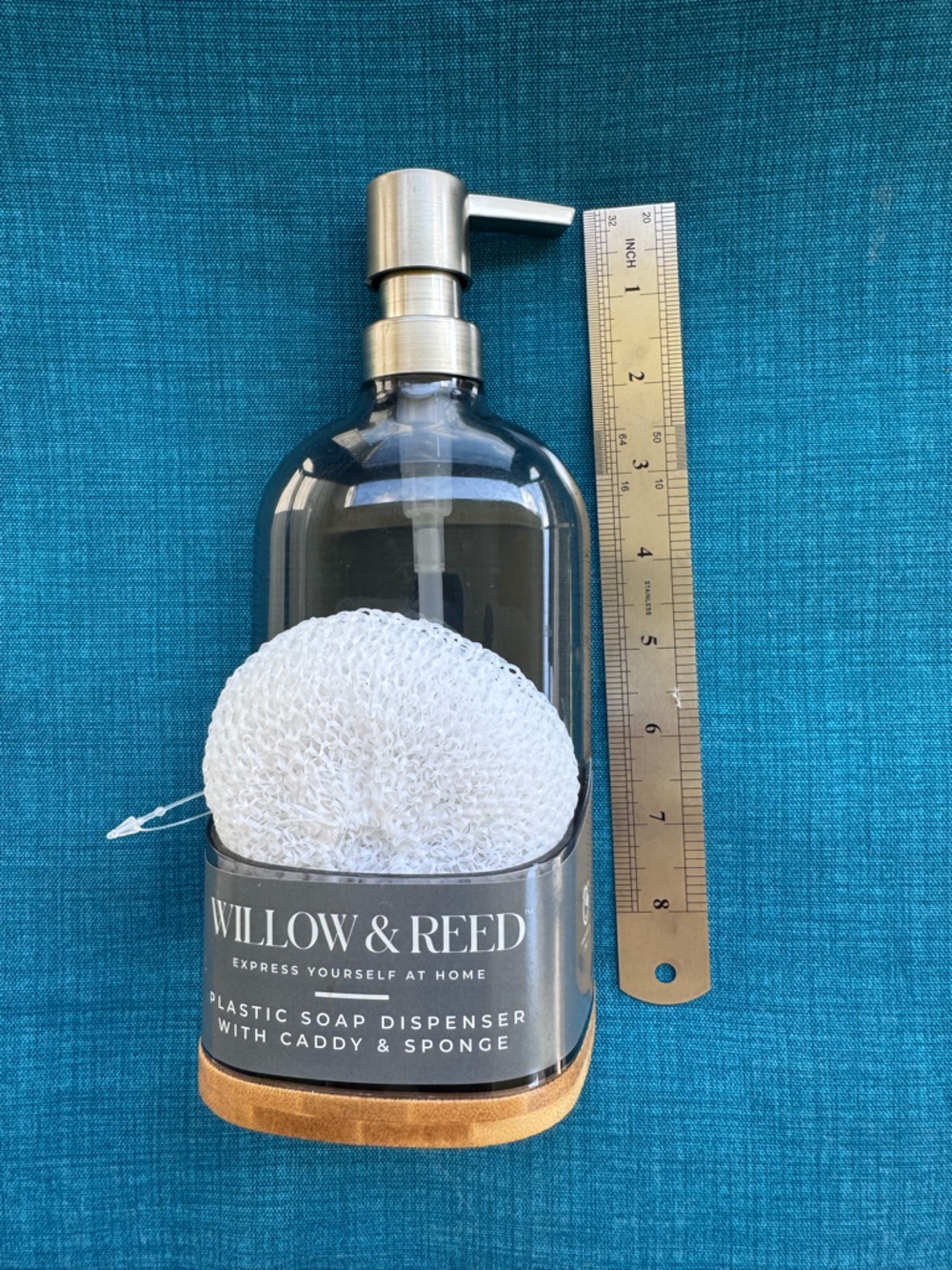 Willow & Reed CSoap Dispenser with Bamboo base - Clear & White